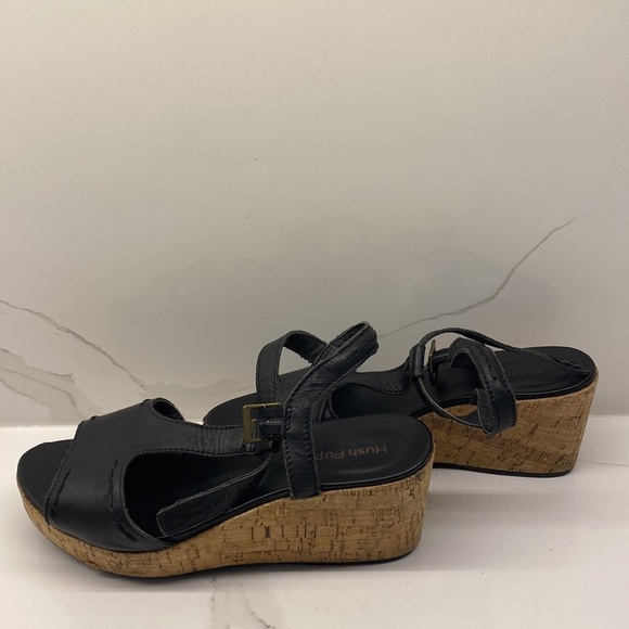 HUSH Puppies Sandals Black Adjustable Wedge Women's Size 6.5 - Picture 4 of 13